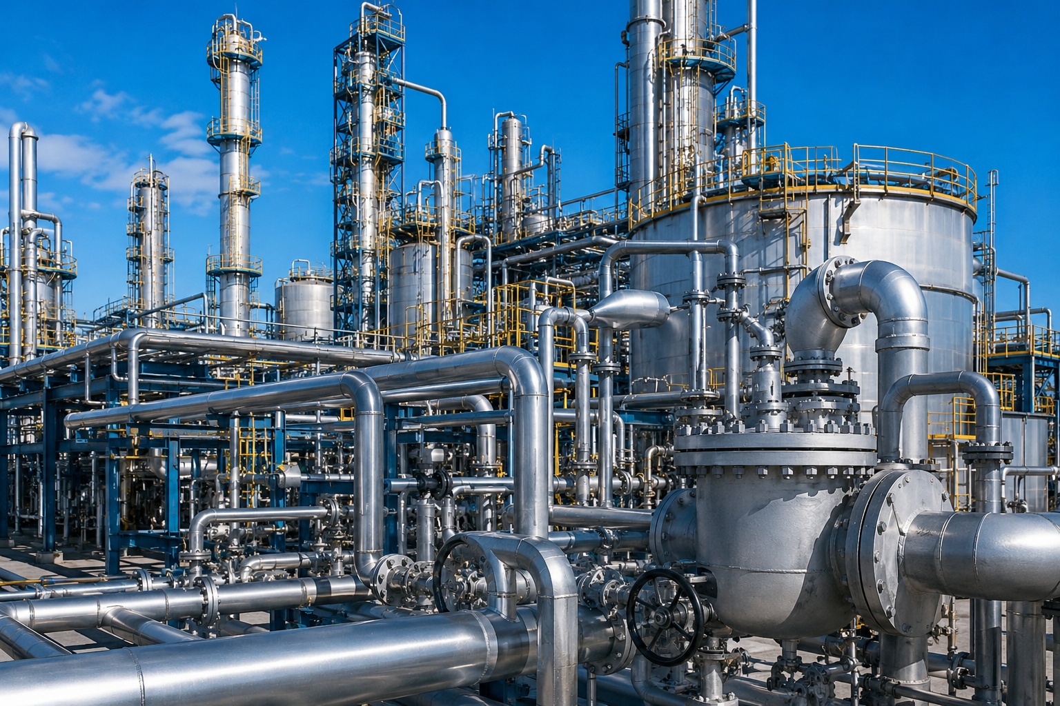 Chemical processing plant piping application for Synbase plate flanges