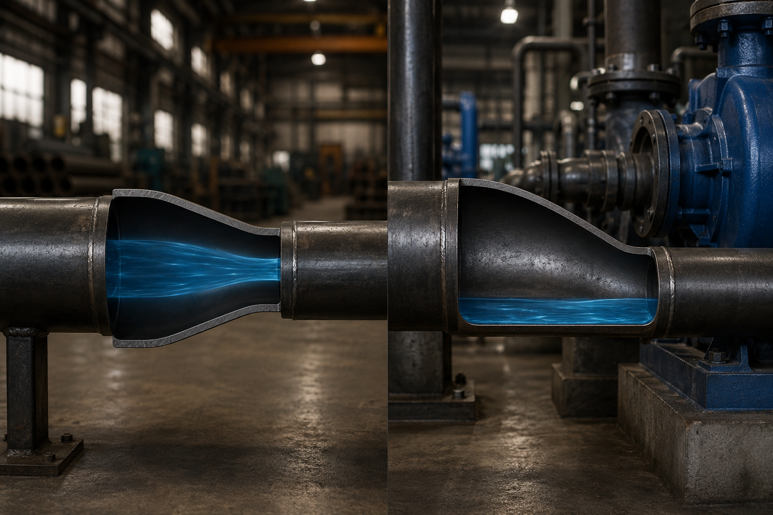 Engineering comparison between concentric and eccentric pipe reducers
