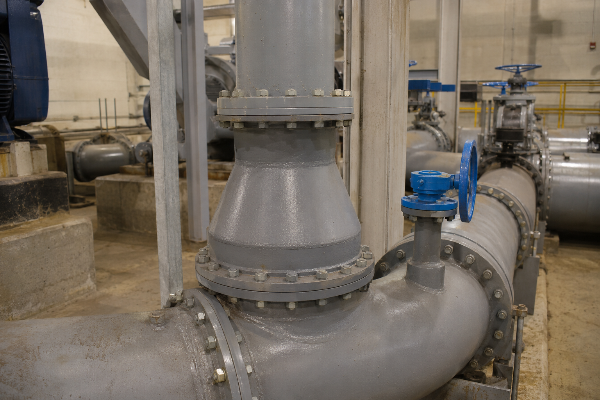 Fabricated steel concentric reducer at a water and wastewater treatment pump-station discharge