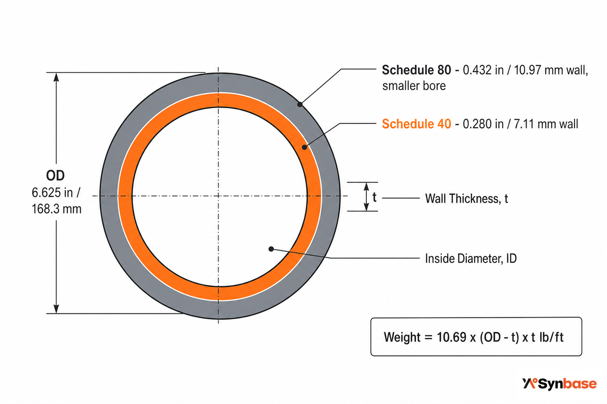 Sizes, Schedules & Wall Thickness (NPS, SCH 40 vs 80, B36.10M) — Synbase Steel