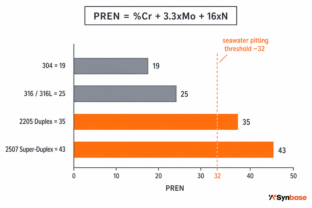 Grades Decoded: 304 vs 316 vs Duplex 2205 (and Why PREN Decides) — Synbase