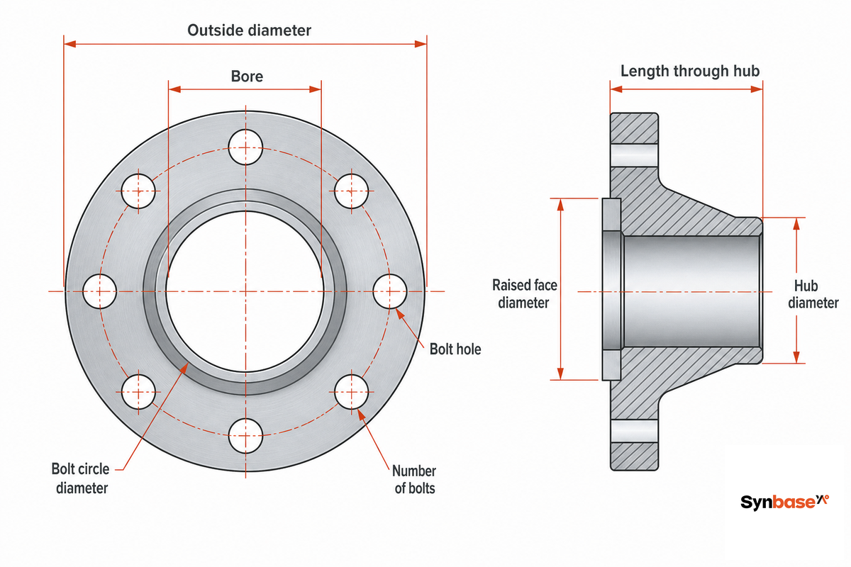Weld Neck Flange Dimensions & Sizing (ASME B16.5, NPS ½″–24″) — Synbase Steel