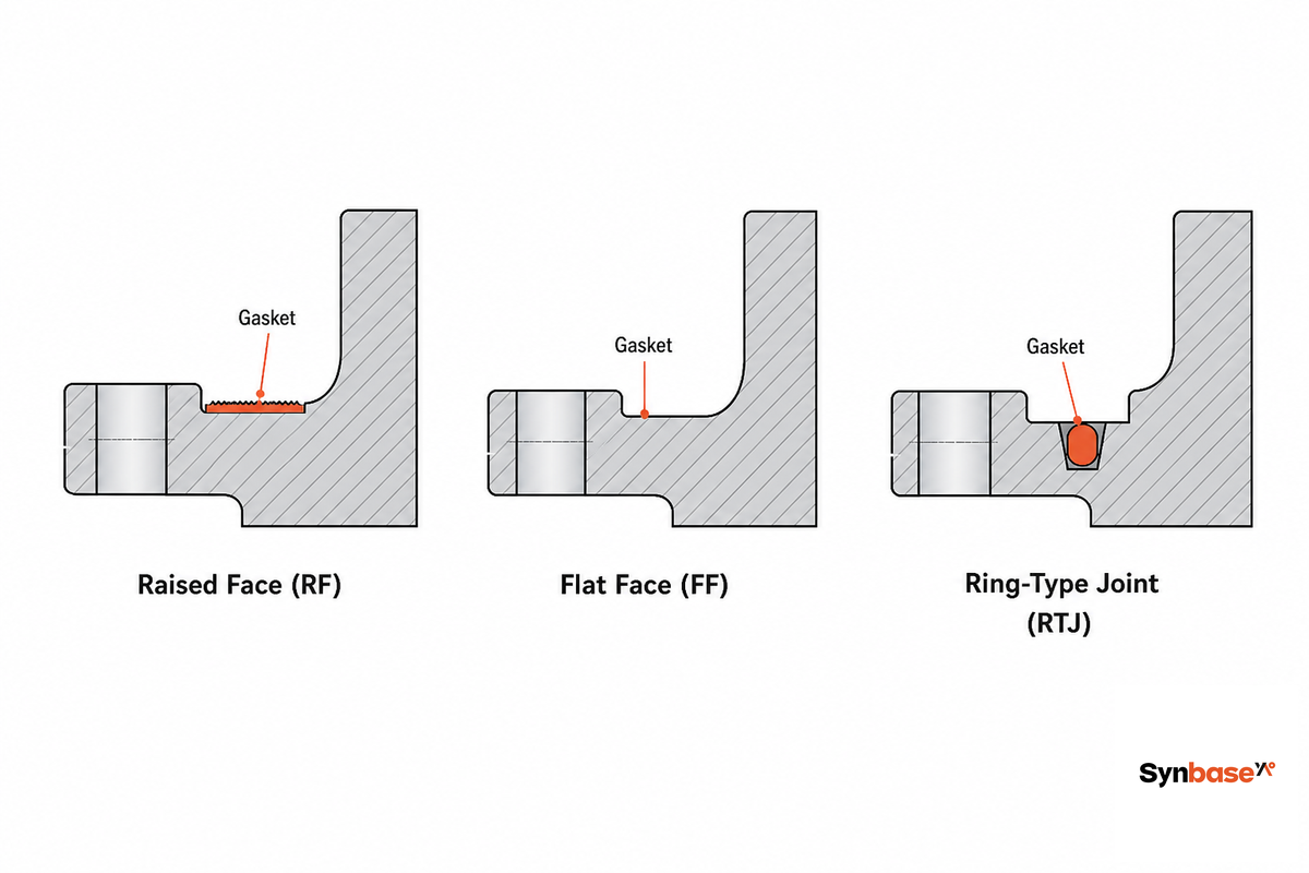 Face Types: Raised Face (RF), Flat Face (FF) & Ring-Type Joint (RTJ) — Synbase Steel