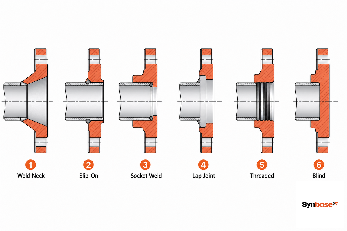 Weld Neck vs Slip-On, Socket-Weld, Lap-Joint & Blind Flanges — Synbase Steel