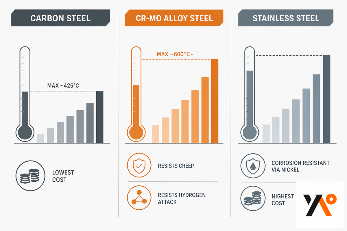 Alloy (Cr-Mo) vs Carbon vs Stainless Seamless Pipe, Which Do You Actually Need? — Synbase Steel