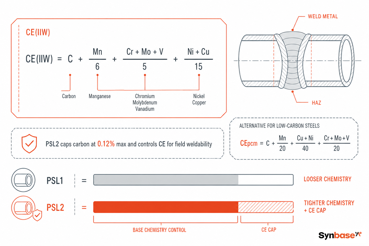 Chemistry & Carbon Equivalent: Why PSL2 Caps CE — Synbase Steel