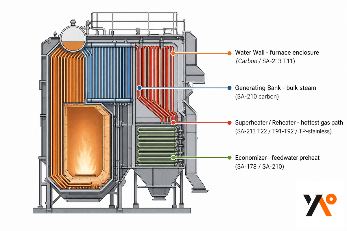Four Places, Four Duties: Water Wall, Generating, Superheater & Economizer Tubes — Synbase Steel