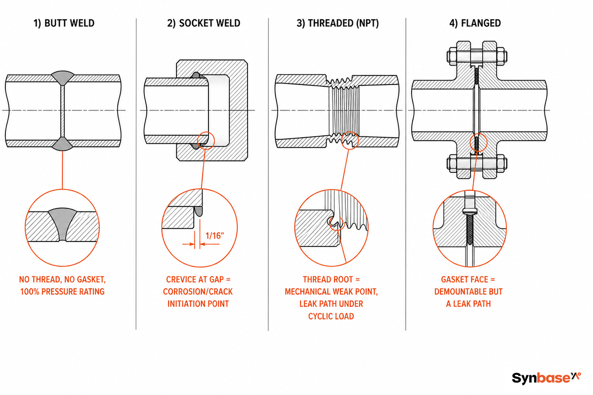 Butt Weld vs. Socket Weld, Threaded, and Flanged Fittings — Synbase Steel