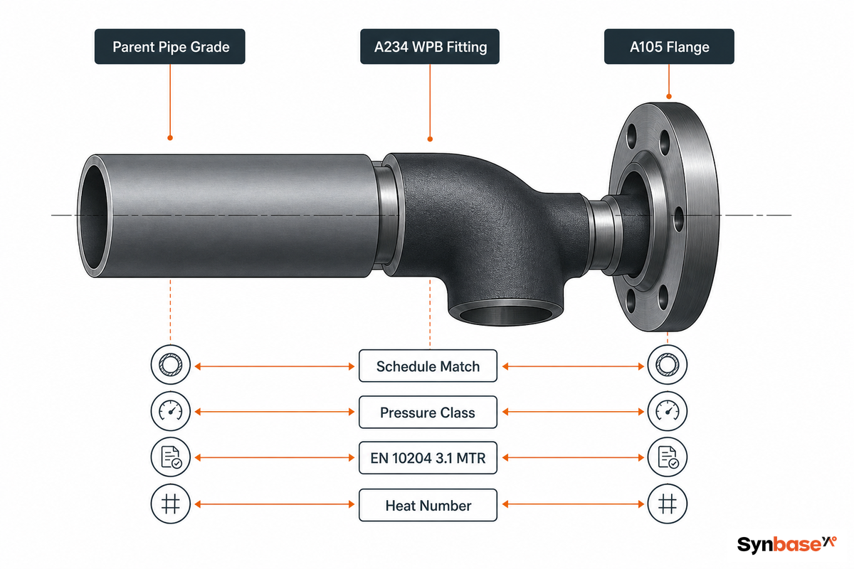 Matching Fittings, Flanges & Mill Certs to the Order — Synbase Steel