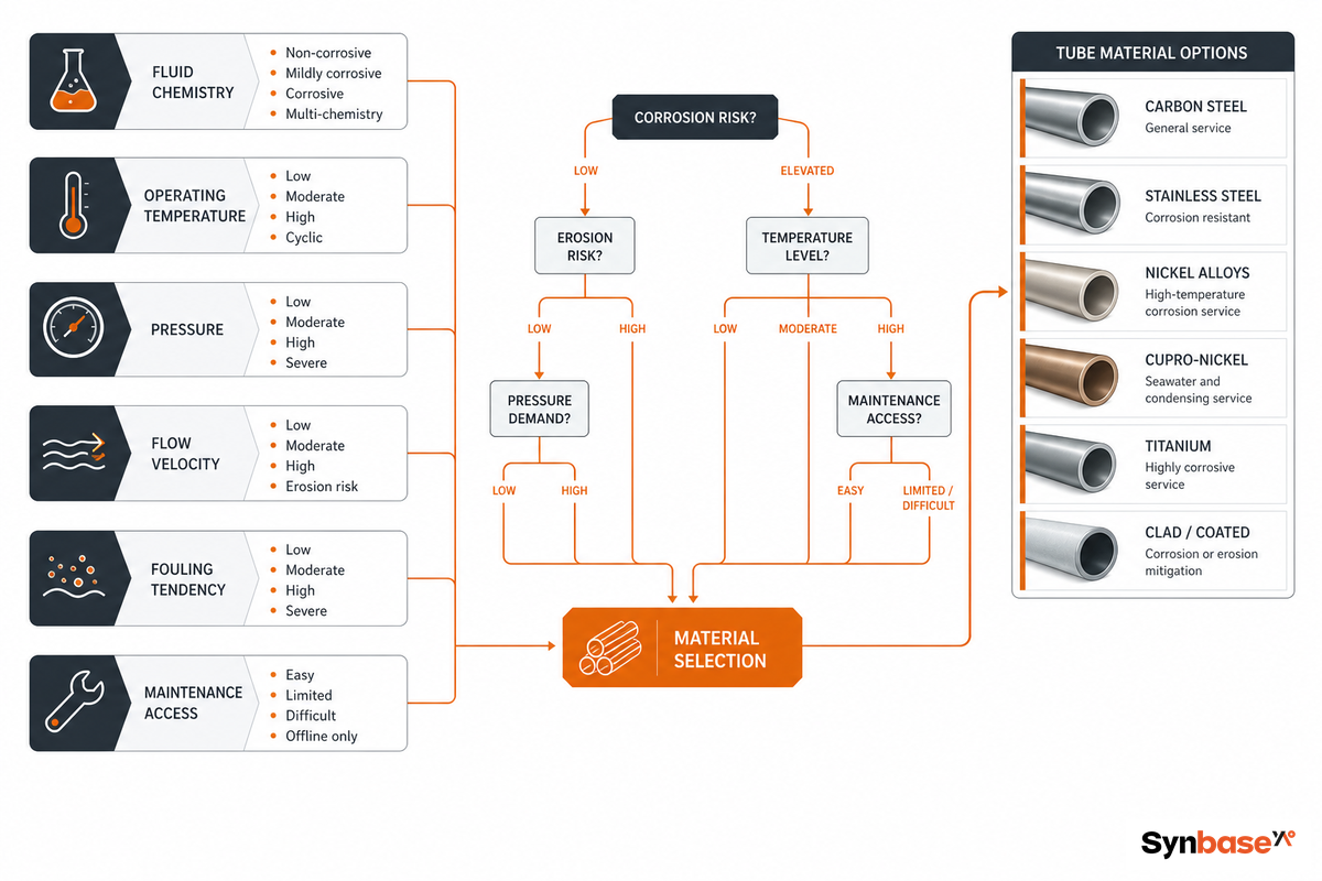 2. Read the Service First: Fluid, Temperature, Pressure, Fouling, and Access - Synbase Steel