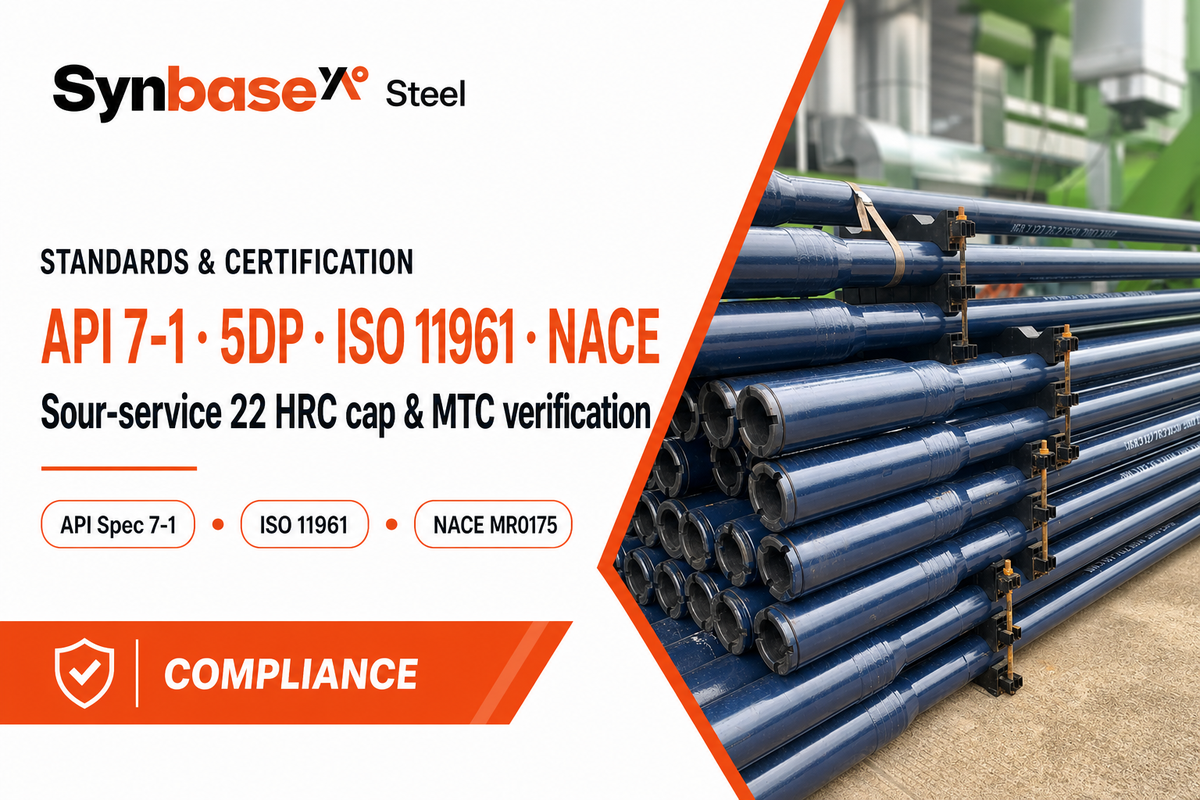 Standards & Certification: API 7-1, 5DP, ISO 11961 & NACE MR0175 — Synbase Steel