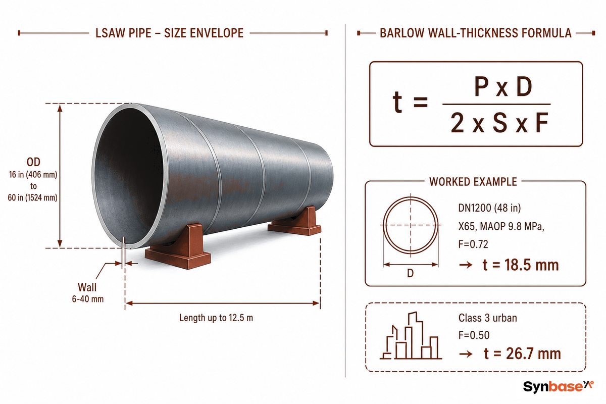 LSAW Pipe Sizes, Wall Thickness & How to Calculate Required Wall — Synbase Steel