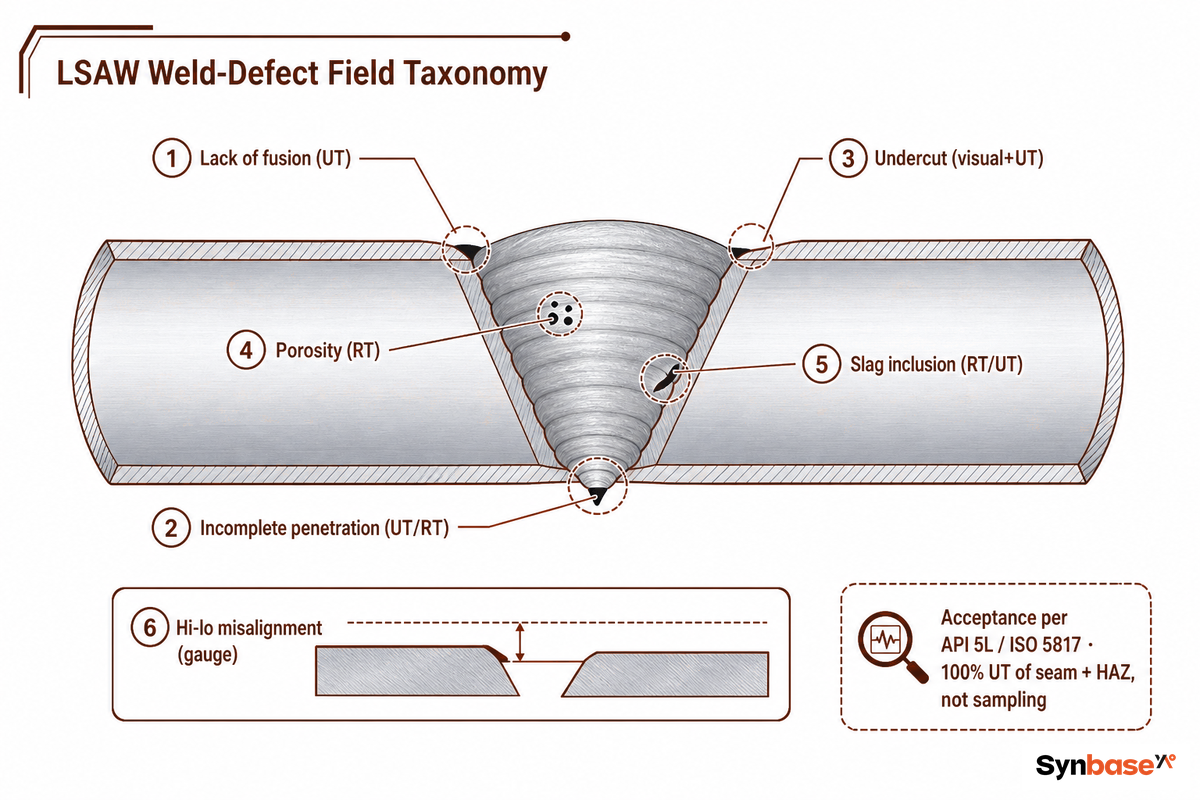 LSAW Weld-Seam Integrity: Defects, NDT & How to Read the Test Reports — Synbase Steel