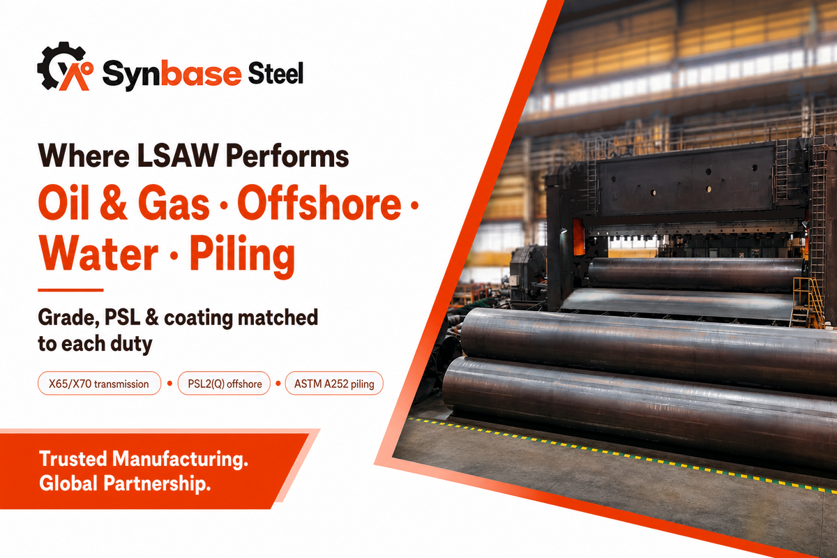 Where LSAW Pipe Is Used: Oil & Gas, Offshore/Subsea, Water & Structural Piling — Synbase Steel