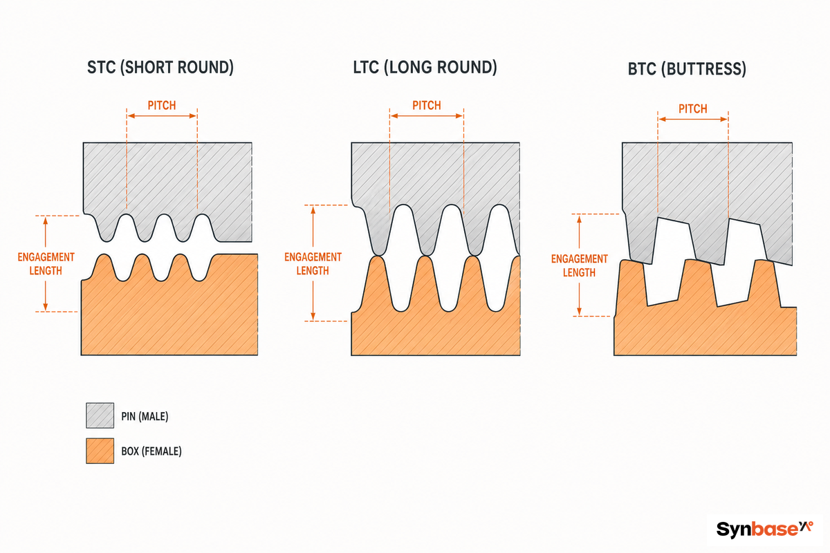 OCTG Coupling Types & Connection Threads, STC, LTC, BTC & Special Designs — Synbase Steel