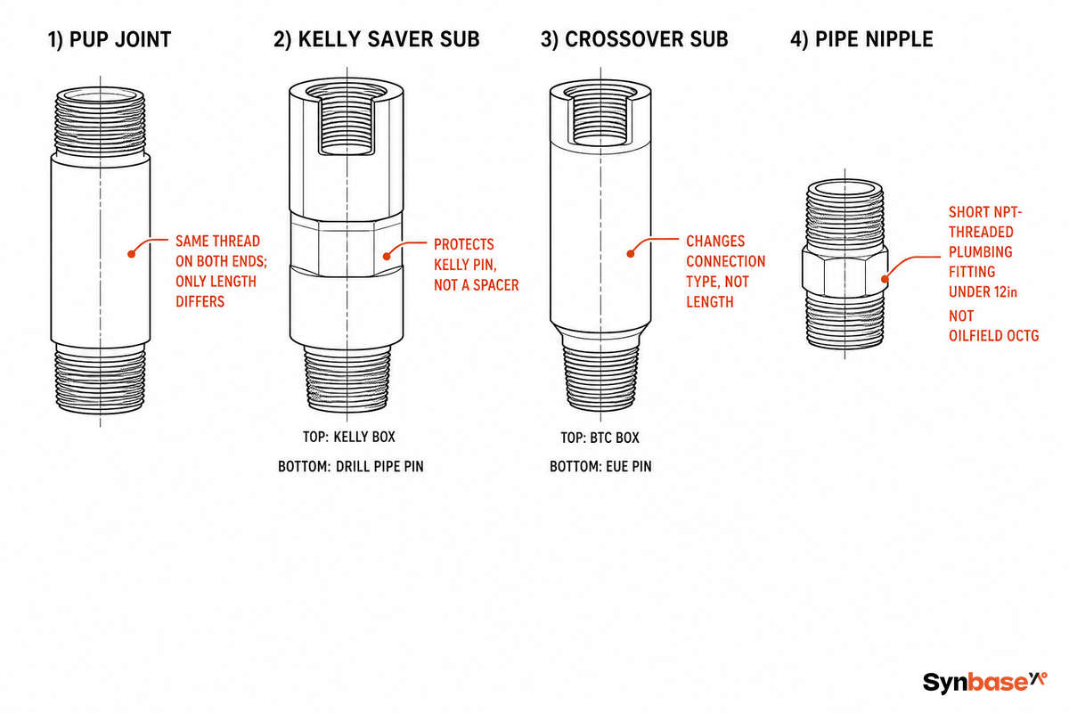 What Is a Pup Joint — and Why It Isn't the Same as a Saver Sub or a Crossover Sub — Synbase Steel