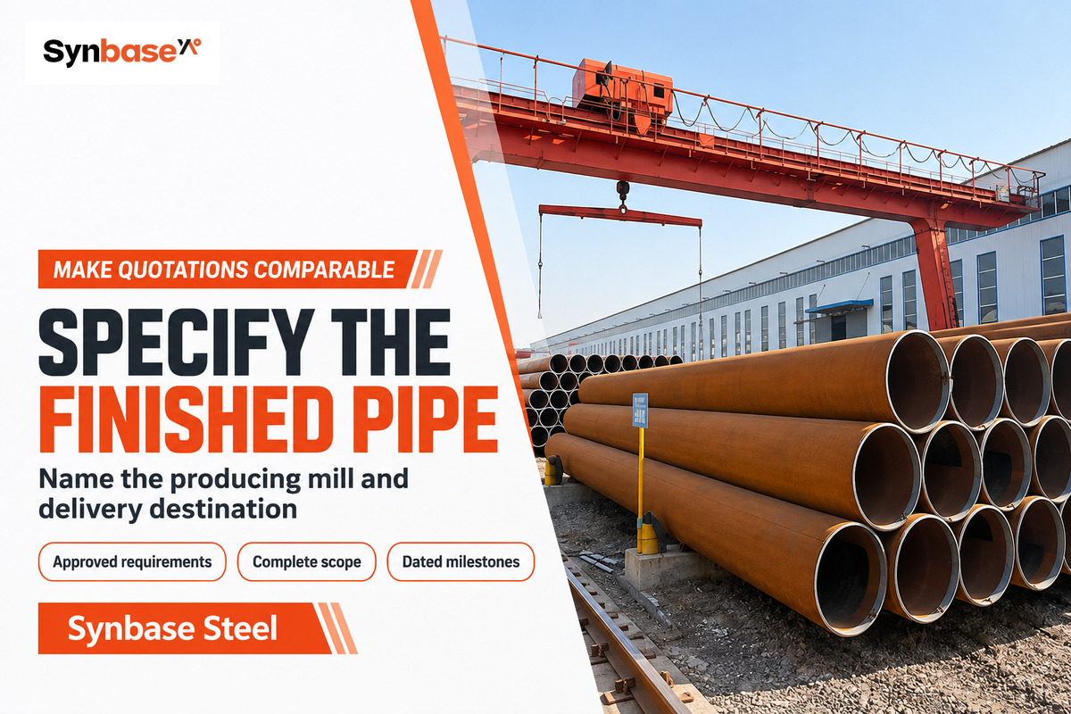 Comparable quotations need the same finished-pipe requirements, named producing facility and destination