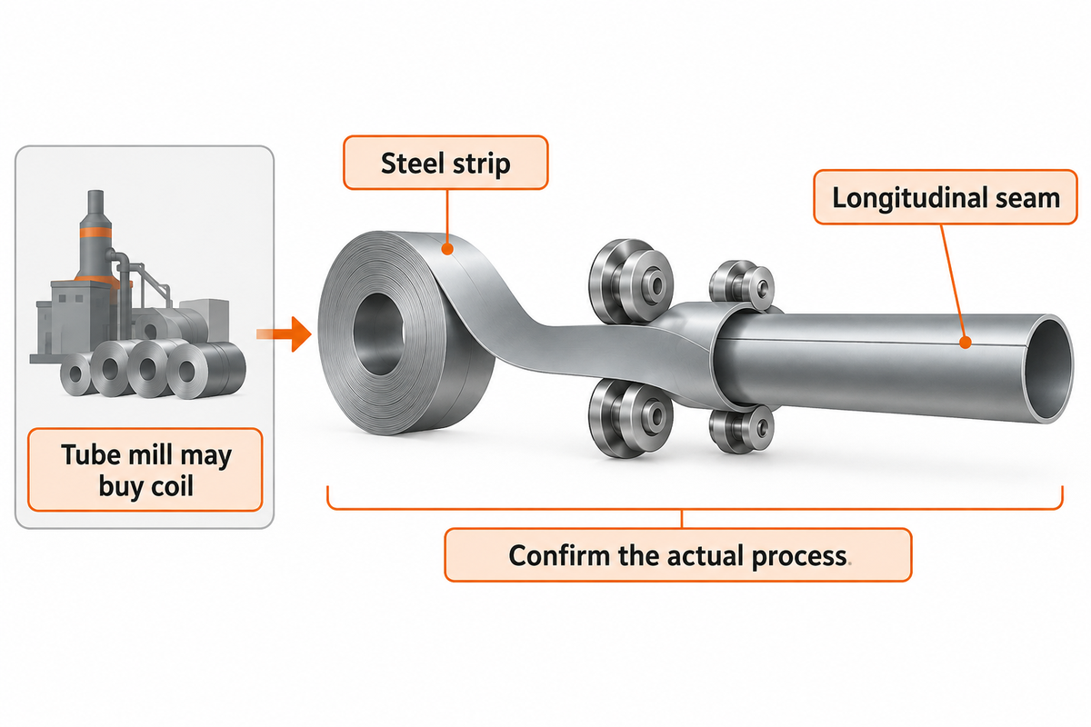 An ERW tube mill can buy coil; identify its product family and welding route.