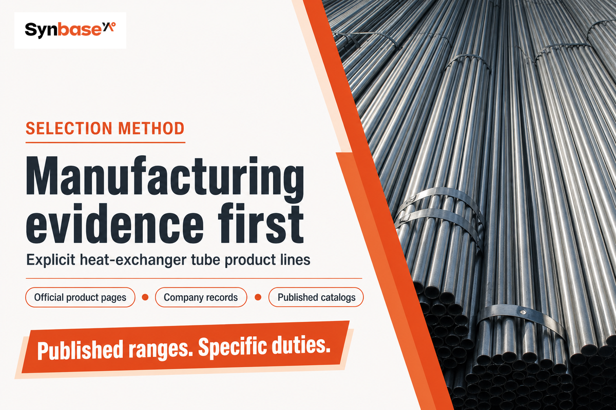 The shortlist requires tube-manufacturing evidence and an explicit heat-exchanger tube product line.