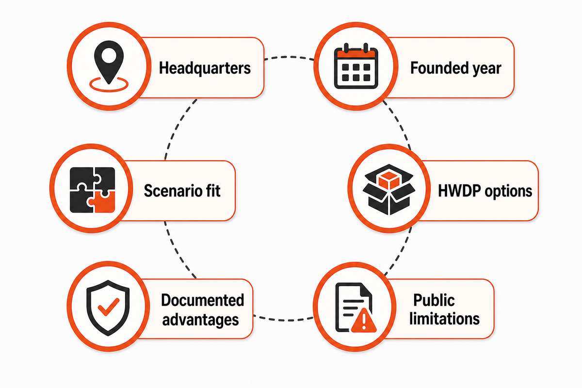 Read the HWDP roster by identity, product scope, scenario fit and published limitations.