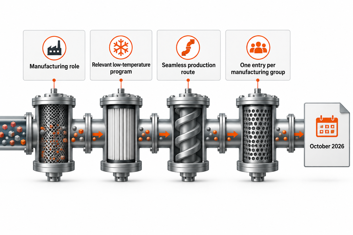 Selection checked manufacturing role, low-temperature program and seamless route in October 2026.