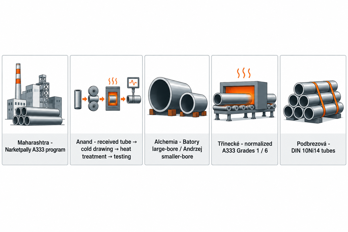 Regional producers differ by manufacturing stage and material program; company catalogs define each route.