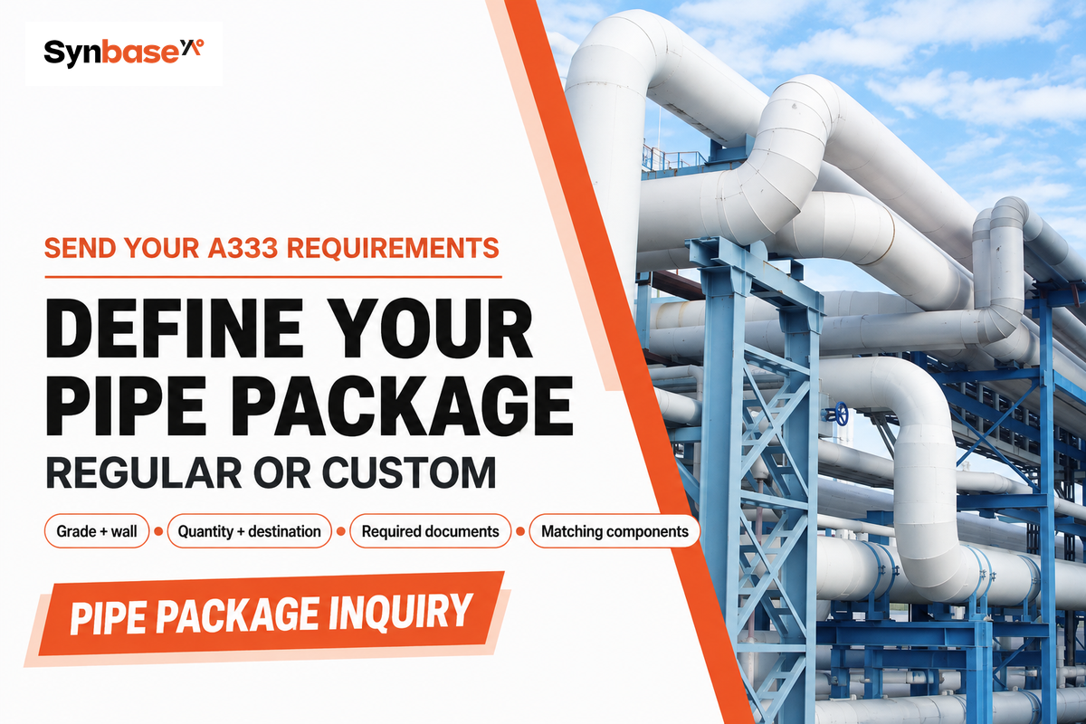 Send Synbase the pipe grade, dimensions, quantity, destination and records for a scope-specific quotation.