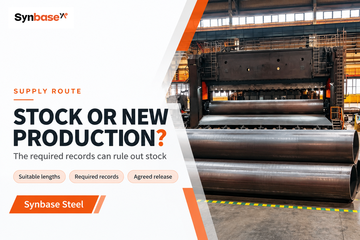 Suitable stock requires matching dimensions, grade and required records; quantity alone does not decide the route.