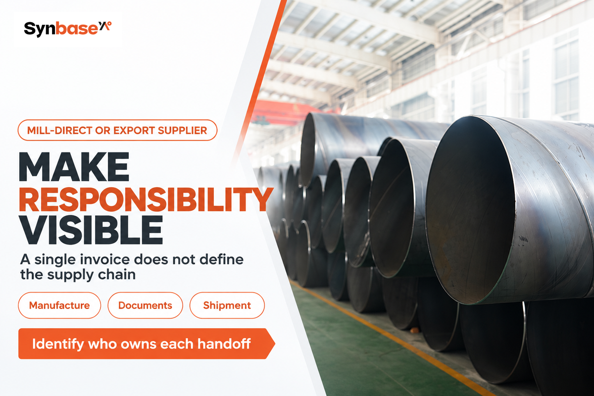 An export supplier can coordinate an order, but manufacturing and shipment responsibilities must be explicit.