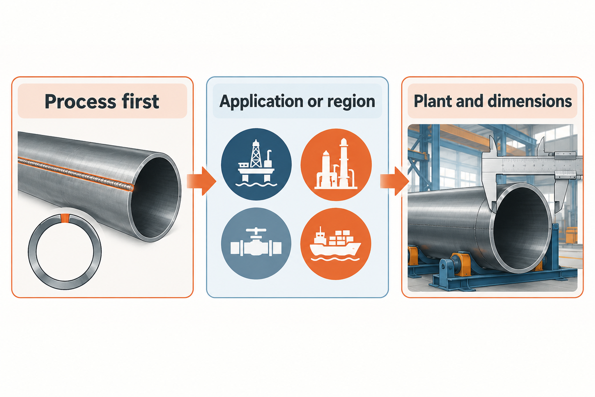Filter by process, then application or region, then plant-specific dimensions, as explained in the Process-to-Mill Finder.