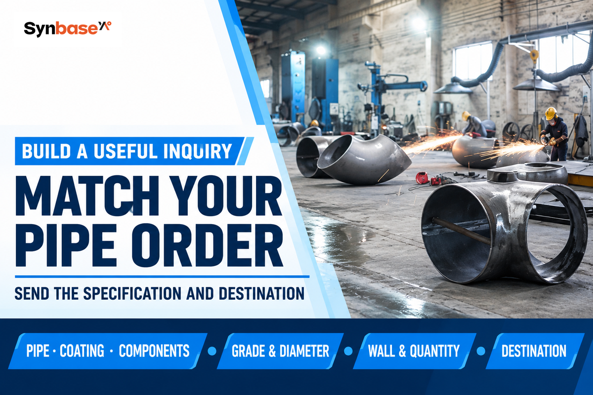 Synbase asks for grade, diameter, wall thickness, quantity and destination to match the welded-pipe supply route.